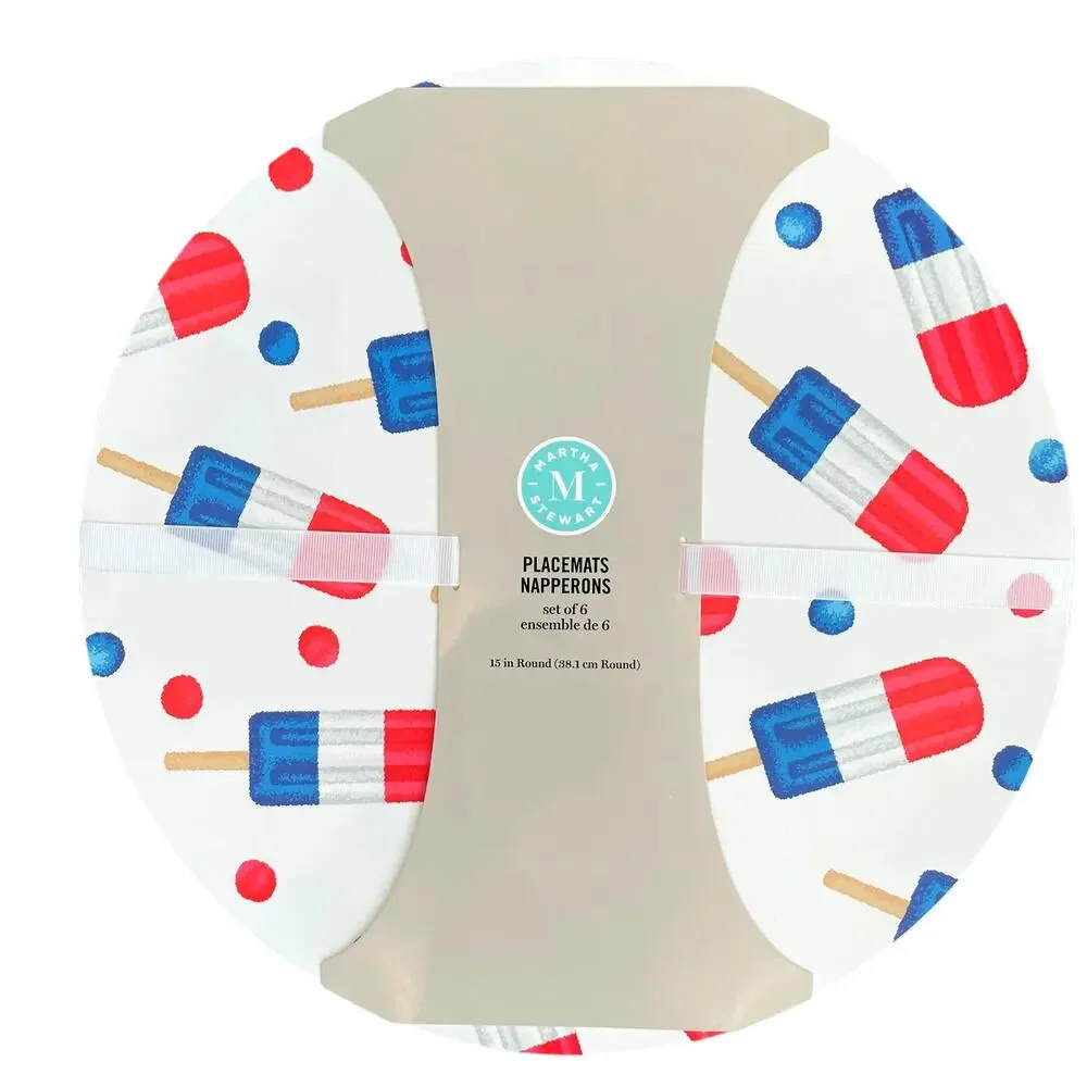 Set of 6 MARTHA STEWART Summer Red White & Blue Popsicle 15